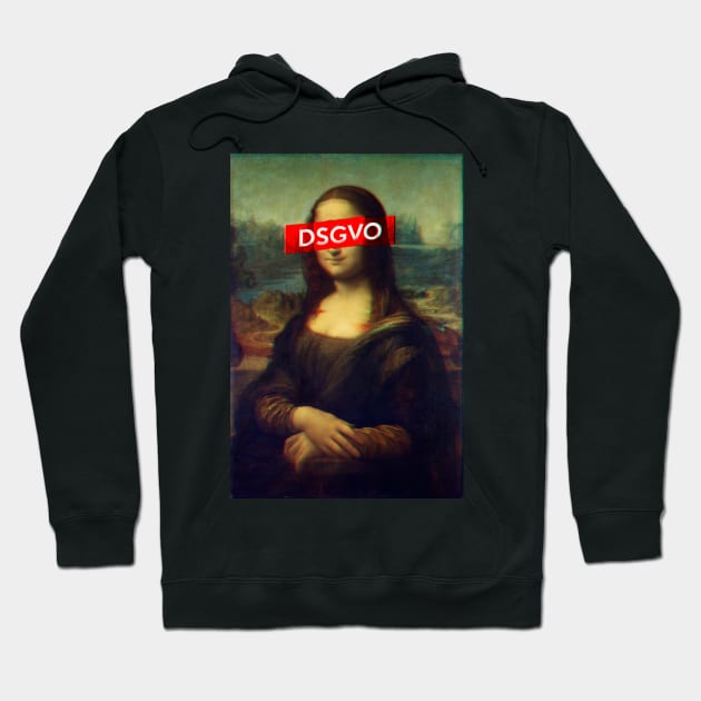 Glitch Art - Mona Lisa Basic Data Protection Regulation Hoodie by Quentin1984